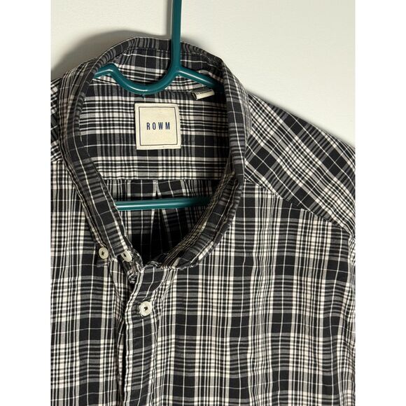 ROWM 2XB Black Plaid Long Sleeve Mens Shirt - Picture 2 of 8
